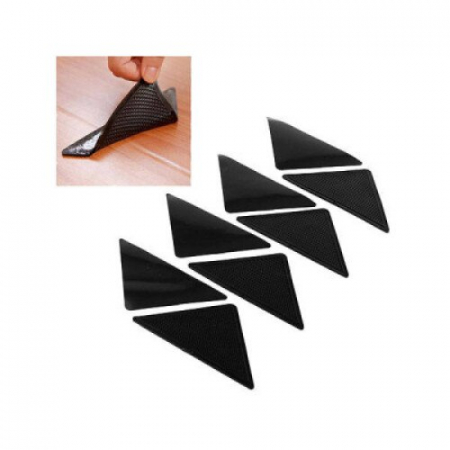Set 8 Benzi (4silicon+4autoadezive) antialunecare pentru covor, culoare Negru [2]
