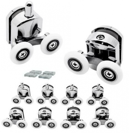 Sanitare baie - Set 8 role universale duble cromate pentru cabina de dus