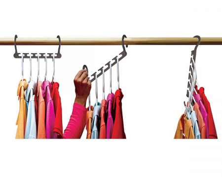 Set 8x umerase magic organizatoare haine, economisire 50% spatiu, Wonder Hanger, gri [2]
