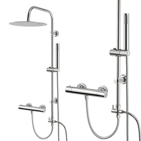 Coloane de dus si seturi de dus - Set coloană de duș cu baterie termostatică, efect ploaie - diferite dimensiuni