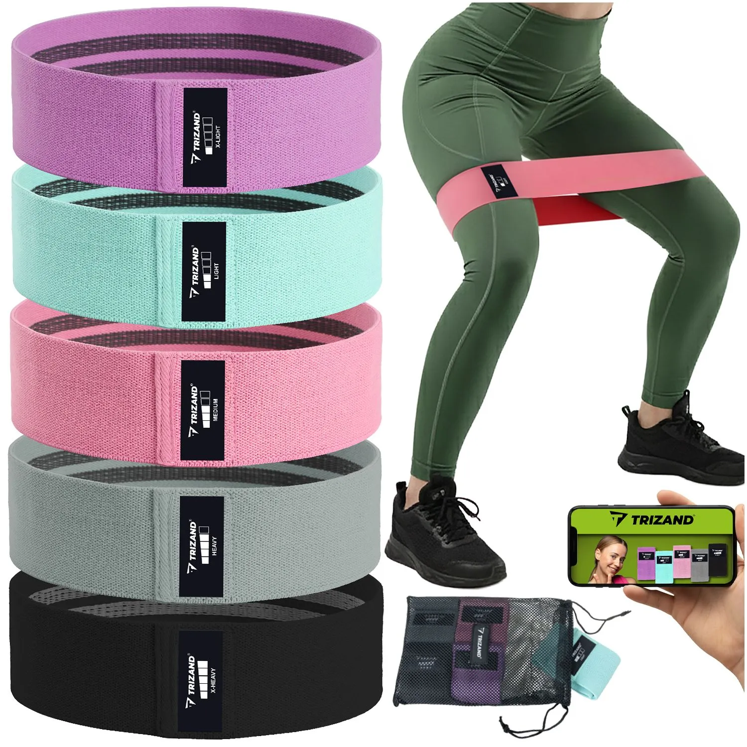 Articole sportive - Set de benzi elastice pentru exerciții - 5 buc. Trizand