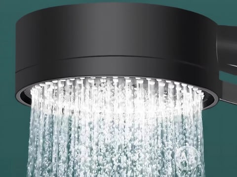 Set de duș cu mâner, de înaltă presiune, furtun 150 cm, 5 funcții, negru mat [3]