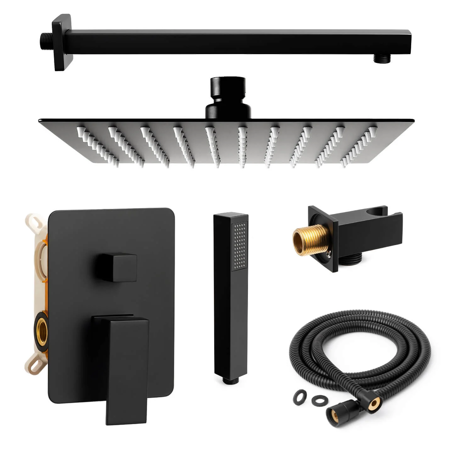 Coloane de dus si seturi de dus - Set de Duș Îngropat Negru cu Pălărie de Duș 20 cm
