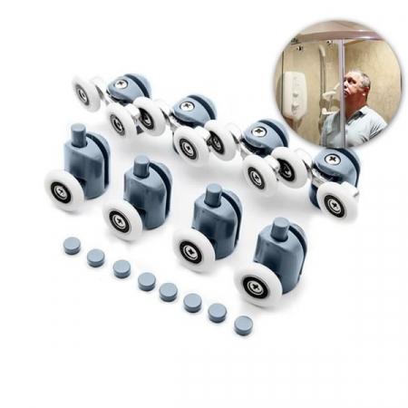 Set role cu rulmenti, universale, pentru cabina de dus, superioare duble inferioare simple, gri, 8 buc [2]