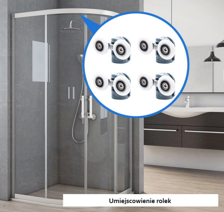 Set role cu rulmenti, universale, pentru cabina de dus, superioare duble inferioare simple, gri, 8 buc [5]