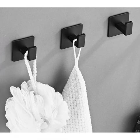 Suport pentru prosoape din metal negru, stil loft, instalare fără găurire, set de 4 [5]