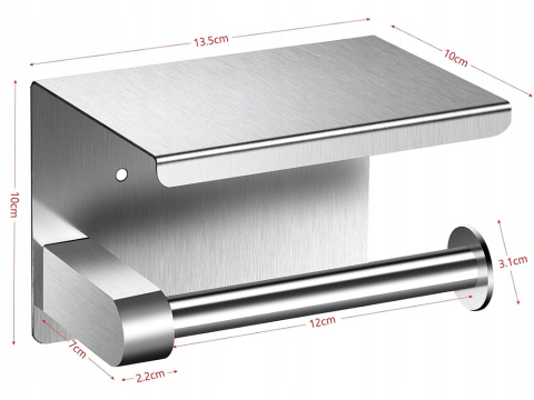 Suport hartie igienica cu raft, Argintiu sau Negru, WC [14]