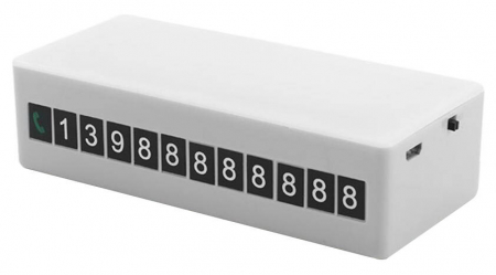 Suport numar telefon 2-in-1, pentru parcare temporara, cu lumina LED pentru urgente, reincarcabil USB, montaj magnetic, alb [1]