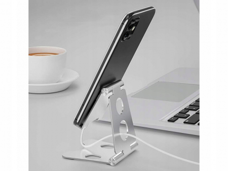 Suport tableta si smartphone telefon pentru masa sau birou desktop - pliabil, portabil cu multiple reglaje, premium metal [6]