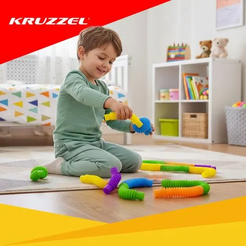 Tuburi senzoriale POP – Set de 10 bucăți colorate, flexibile, extensibile – Montessori, antistres – Kruzzel [2]