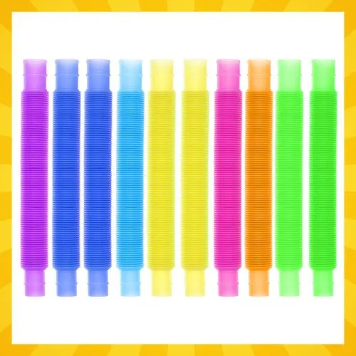 Tuburi senzoriale POP – Set de 10 bucăți colorate, flexibile, extensibile – Montessori, antistres – Kruzzel [4]
