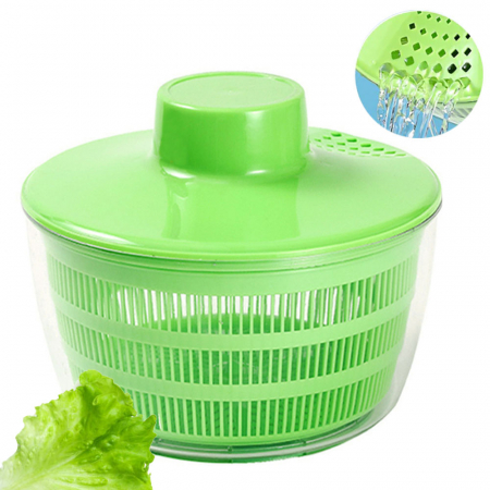 Uscator salata prin centrifugare, plastic, verde, transparent, 24 cm, electric USB [1]