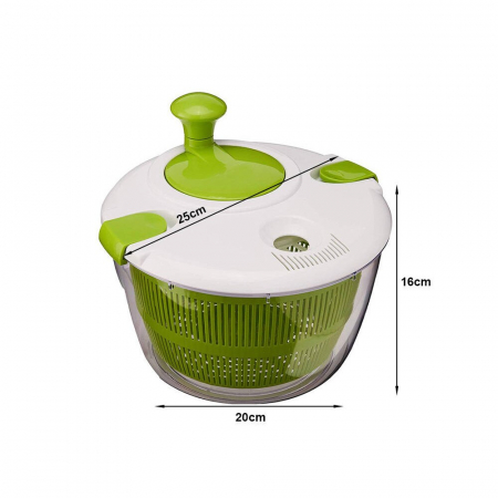 Uscator salata prin centrifugare, plastic, verde,  transparent, 25 cm [3]