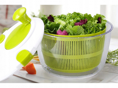 Uscator salata prin centrifugare, plastic, verde,  transparent, 25 cm [7]