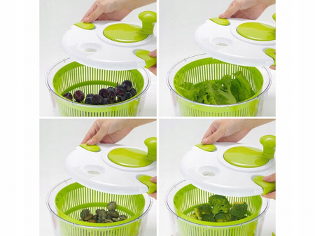 Uscator salata prin centrifugare, plastic, verde,  transparent, 25 cm [6]