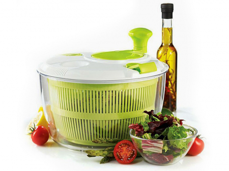 Uscator salata prin centrifugare, plastic, verde,  transparent, 25 cm [9]