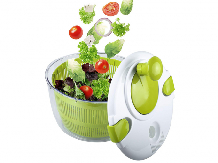 Uscator salata prin centrifugare, plastic, verde,  transparent, 25 cm [8]