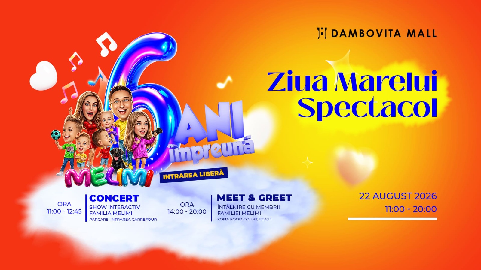 TÂRGOVIȘTE: Familia MeliMi la Dâmbovița Mall (22 august 2026)