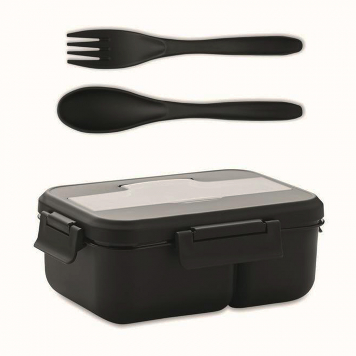 Lunch box #1 cu tacâmuri (negru) [7]