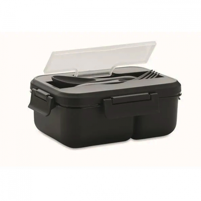 Lunch box #1 cu tacâmuri (negru) [8]