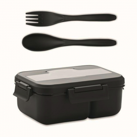 Lunch box #1 cu tacâmuri (negru) [6]