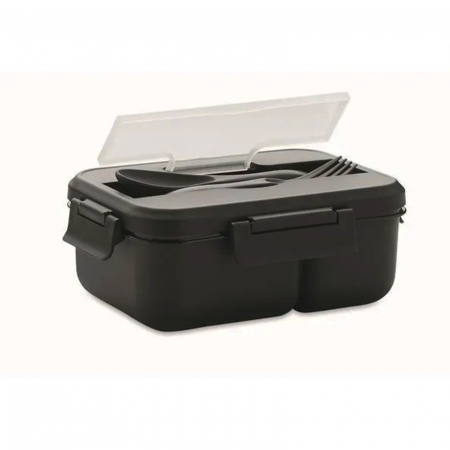 Lunch box #1 cu tacâmuri (negru) [7]