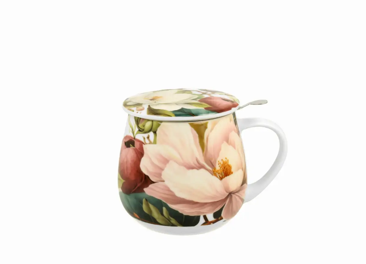 Cană 430 ml cu infuzor – model Magnolia – porțelan decorat [5]