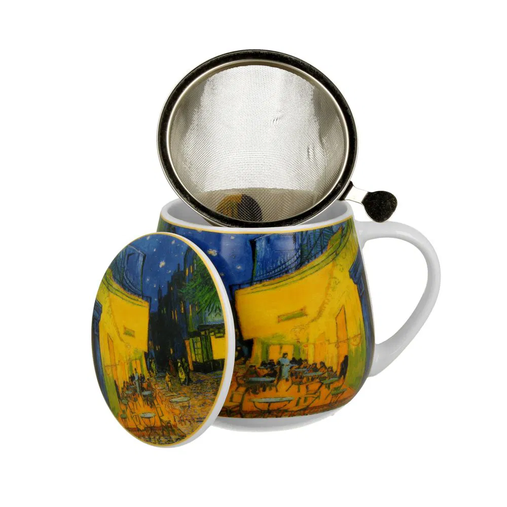 Cană 430 ml cu infuzor – Terrace at Night – Vincent van Gogh – porțelan artistic [2]