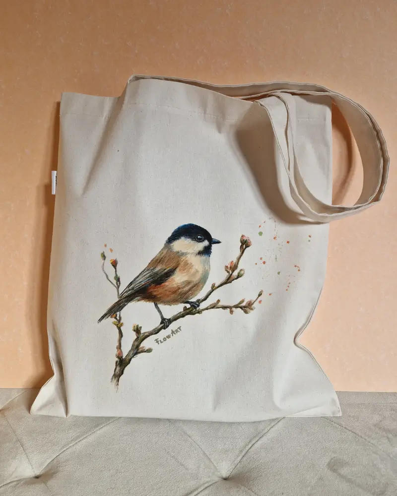 Sacoșă pictată manual Vestitor de primăvară – Flow Art [5]