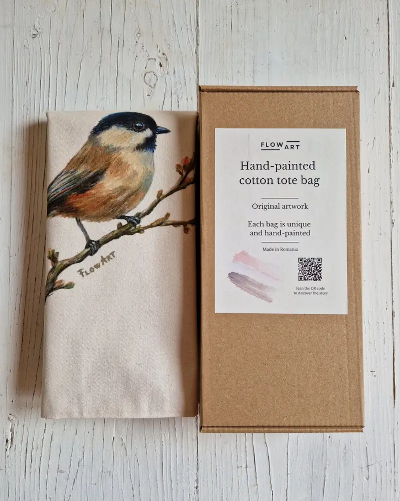 Sacoșă pictată manual Vestitor de primăvară – Flow Art [4]