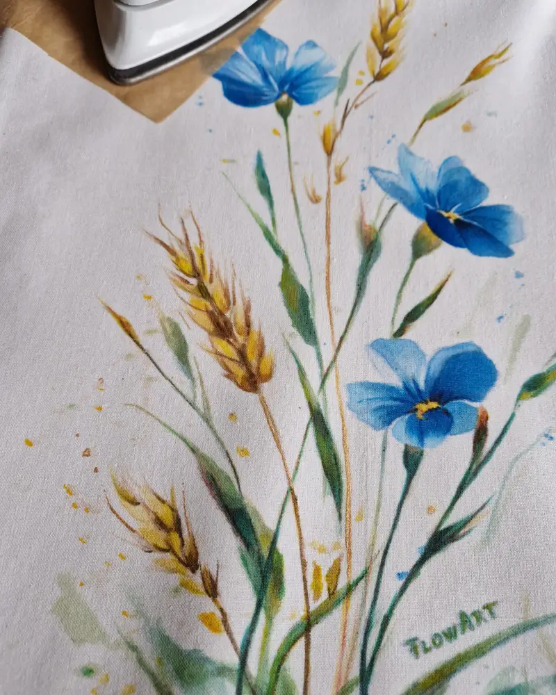 Sacoșă pictată manual – „Lan albastru” | Fabricat în România [5]