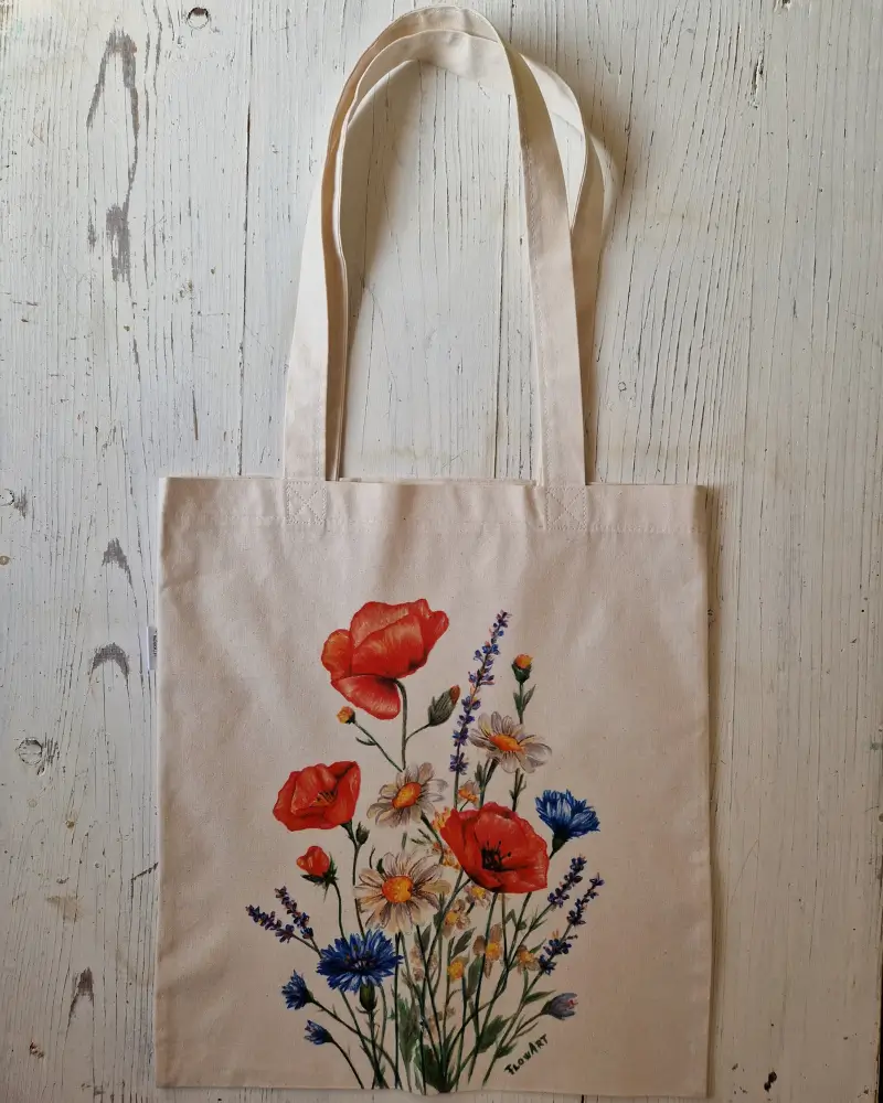 Sacoșă pictată manual Culori de vară | Flow Art [6]