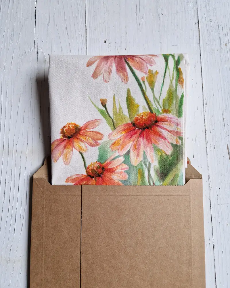 Geantă pictată manual cu flori de echinacea – design original fabricat in Romania [3]