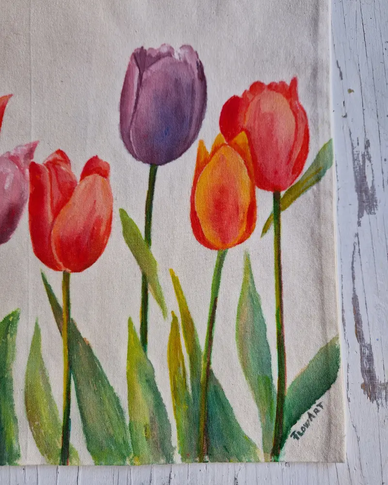 Geantă pictată manual cu lalele [2]