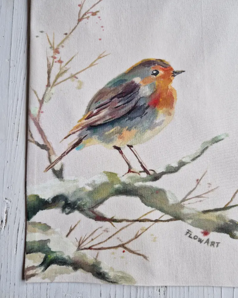 Sacoșă pictată manual cu măcăleandru – design original Flow Art [8]