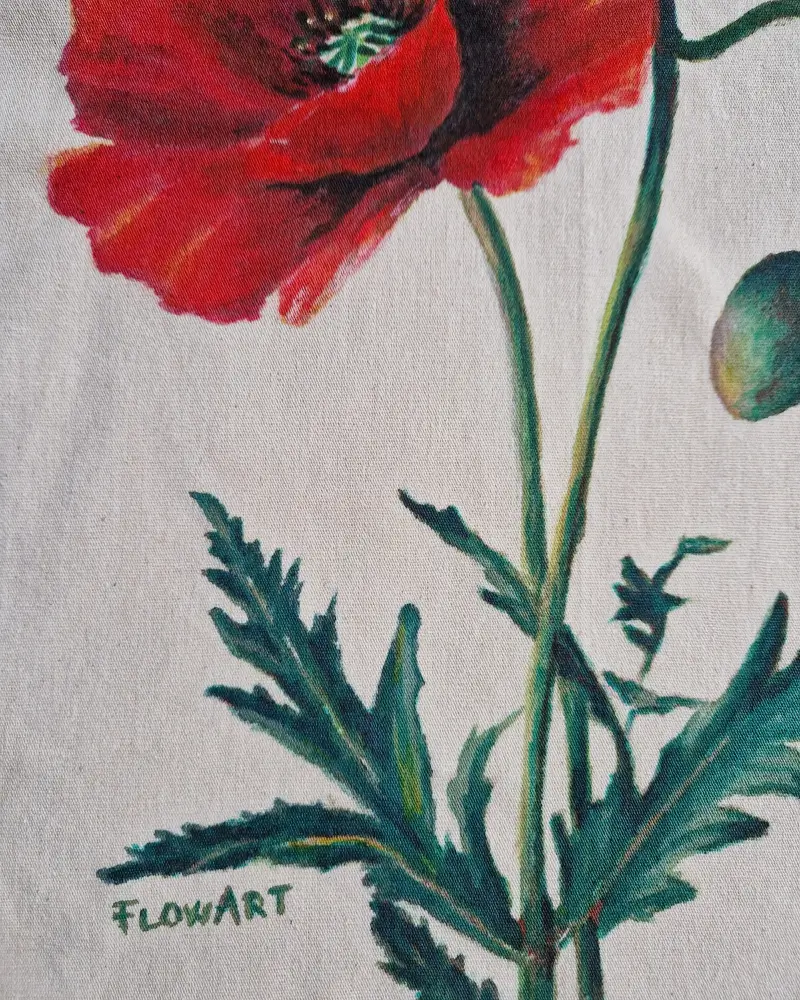 Sacoșă pictată manual – “Maci în lumină” | Accesoriu unicat, fabricat în România [3]