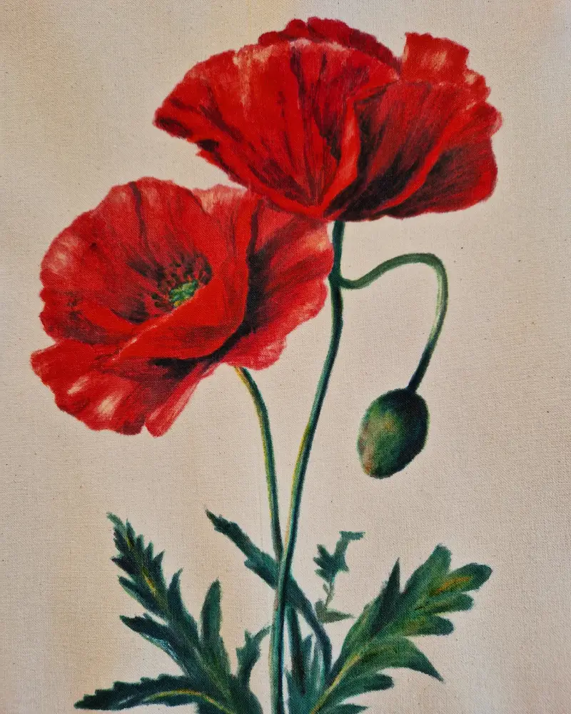 Sacoșă pictată manual – “Maci în lumină” | Accesoriu unicat, fabricat în România [3]