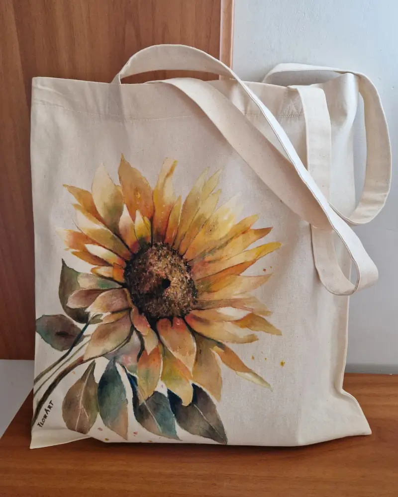 Sacoșă pictată manual – Soare de toamnă | Fabricat în România [6]