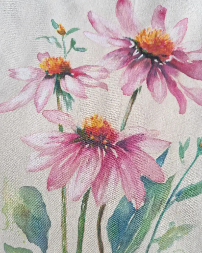 sacosa pictata manual cu flori roz [2]