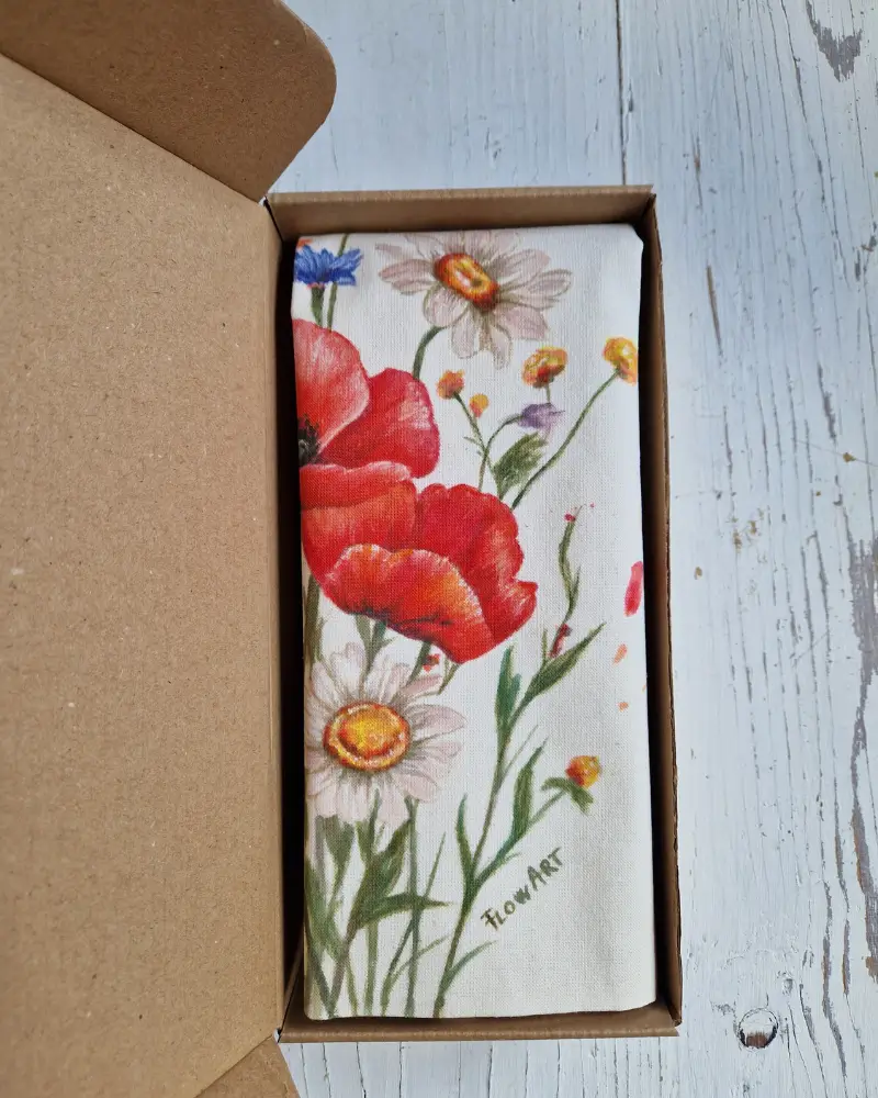 Sacoșă pictată manual Printre maci | Flow Art [5]