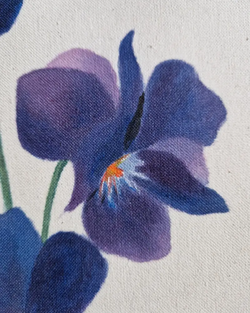 Sacoșă pictată manual Viorele – Flow Art [2]