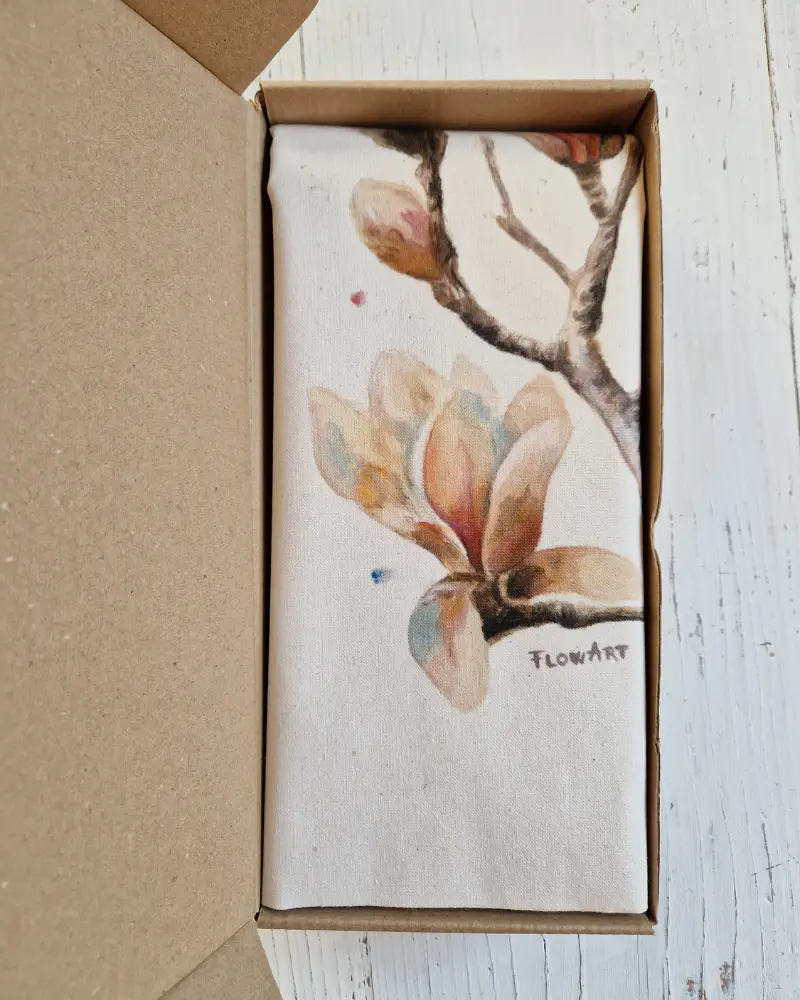 Sacoșă pictată manual cu magnolie – Flow Art [4]