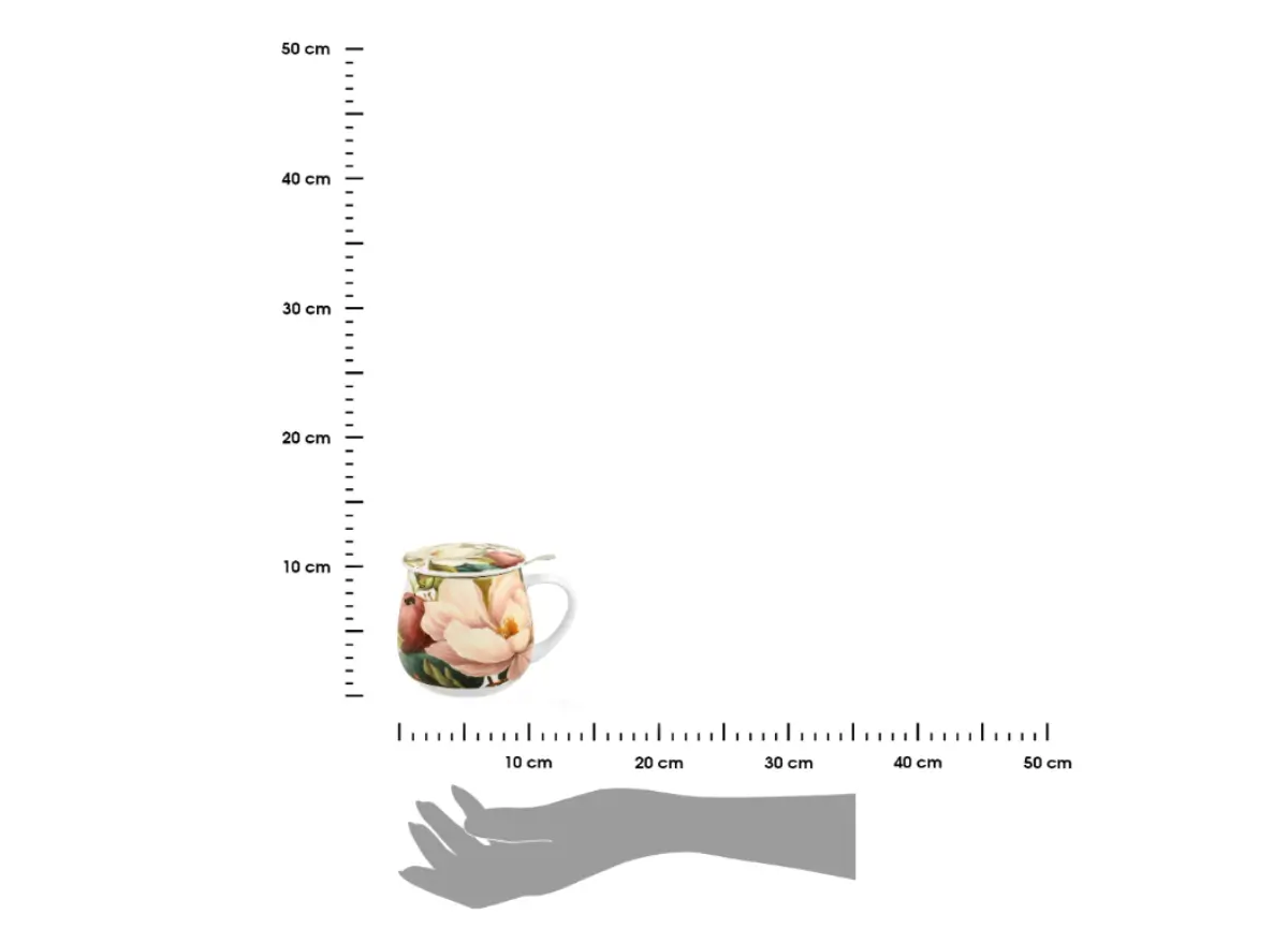 Cană 430 ml cu infuzor – model Magnolia – porțelan decorat [3]