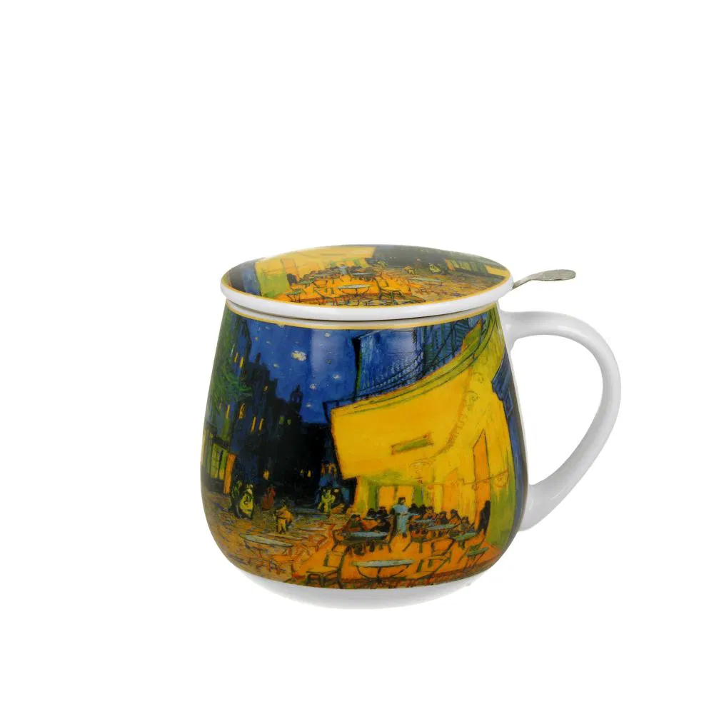 Cană 430 ml cu infuzor – Terrace at Night – Vincent van Gogh – porțelan artistic [2]