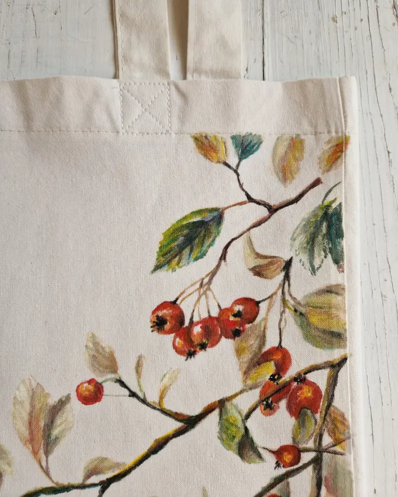 Geanta pictată manual cu macese / fabricat în România [2]