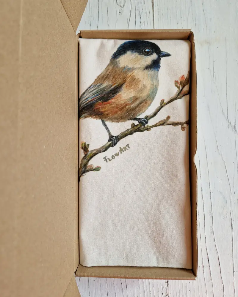 Sacoșă pictată manual Vestitor de primăvară – Flow Art [2]