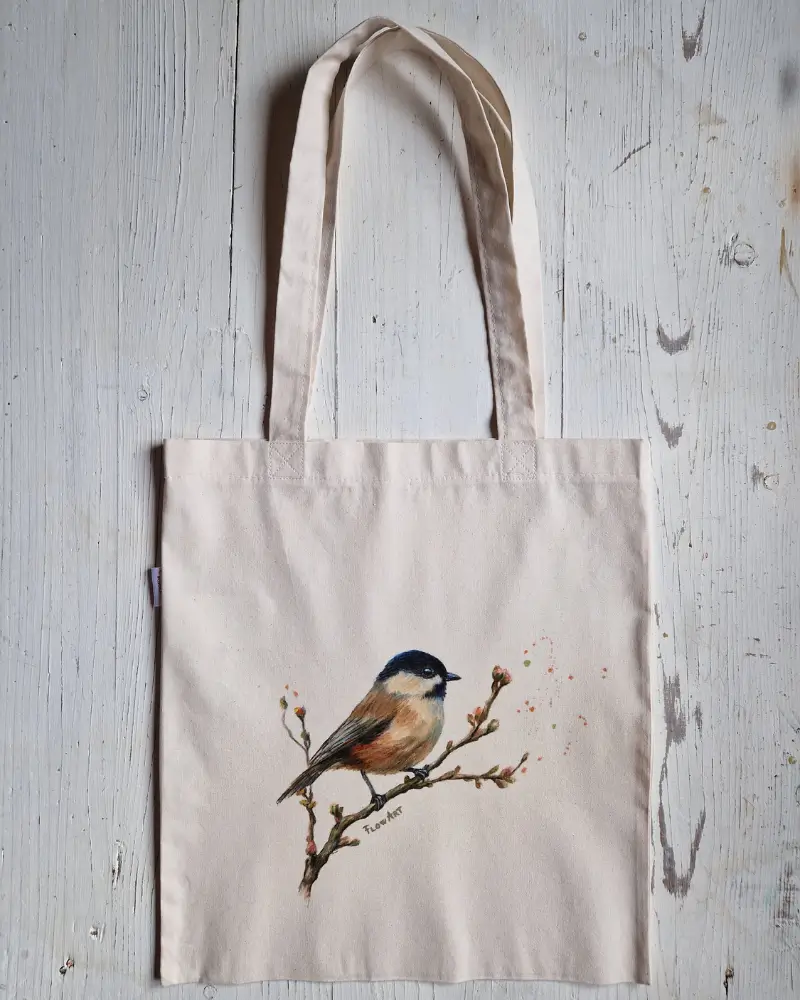 Sacoșă pictată manual Vestitor de primăvară – Flow Art [5]