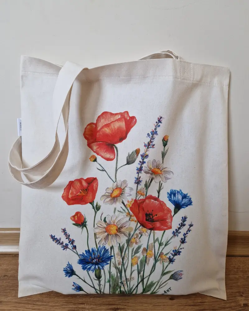 Genți pictate manual - Sacoșă pictată manual Culori de vară | Flow Art