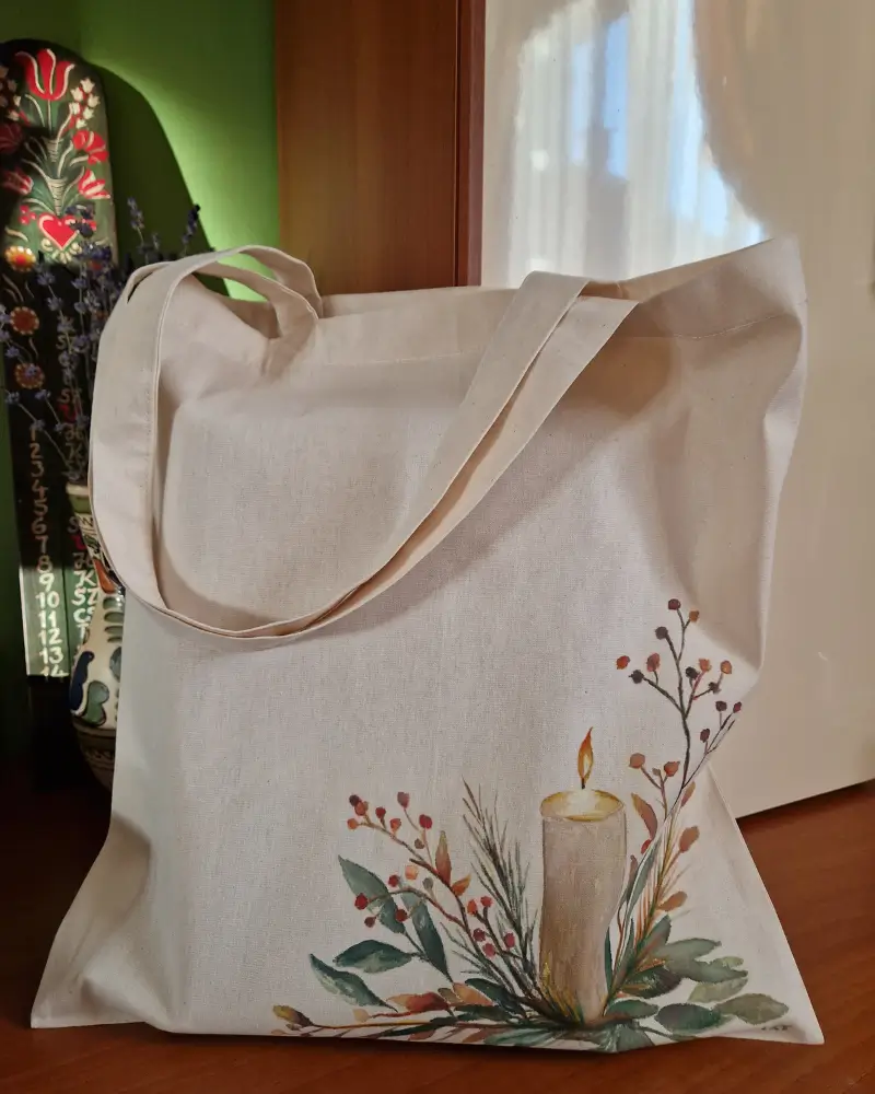 Cadouri/Decoratiuni - Căldura luninii – Sacoșă pictată manual | Artă de purtat Flow Art