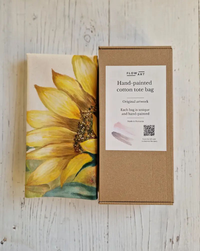 Geantă pictată manual cu floarea-soarelui [3]